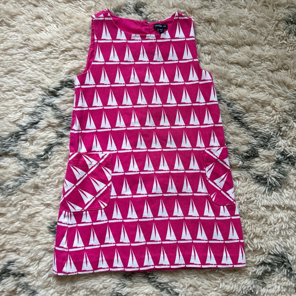 Gap Pink and White Sailboat Pattern Dress